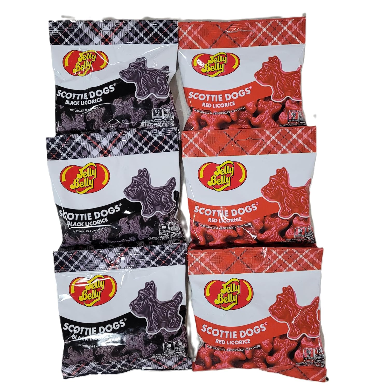 6pack Jelly Belly Scottie Dogs Red and Black Licorice Variety Pack of 2.75 ounce
