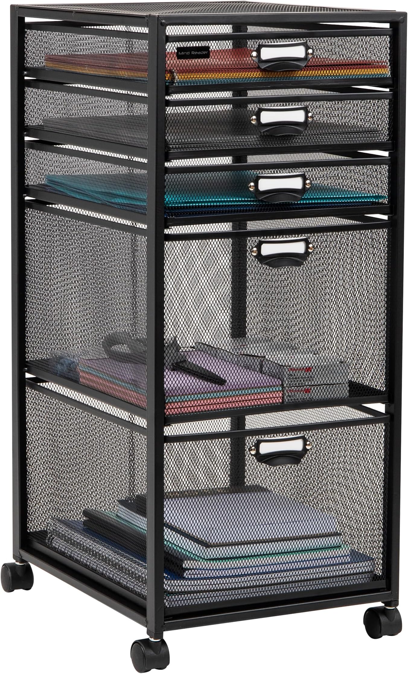 Mind Reader Multipurpose Rolling Storage Cart with Drawers, Office Organizer,...