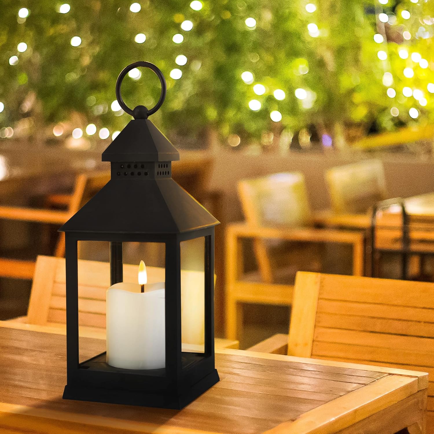 HN HAIINAA 2 Pack Black Lantern Decorative Candle Lanterns with Timer Battery Operated LED Flickering Flameless Candle Lanterns for Indoor Outdoor Table Patio Porch Party Garden Home Decor : Tools & Home Improvement