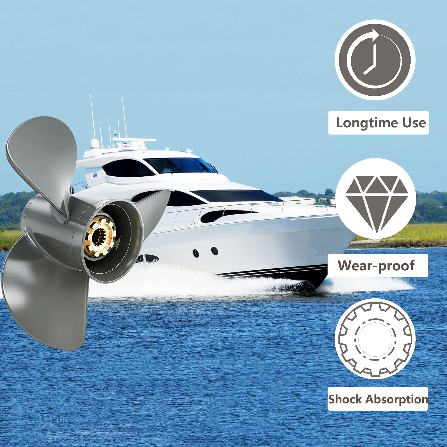 Boat Outboard Propeller 13 1/4 x 17 for Honda 60HP 75HP 90HP 115HP 130HP BF75 BF90 BF115 BF130 BFP60 HP Engine, 15 Spline 13 1/4x17(13.25x17) Aluminum Boat Motor Prop, OEM 58130-ZW1-017AH, 3 Blade, RH