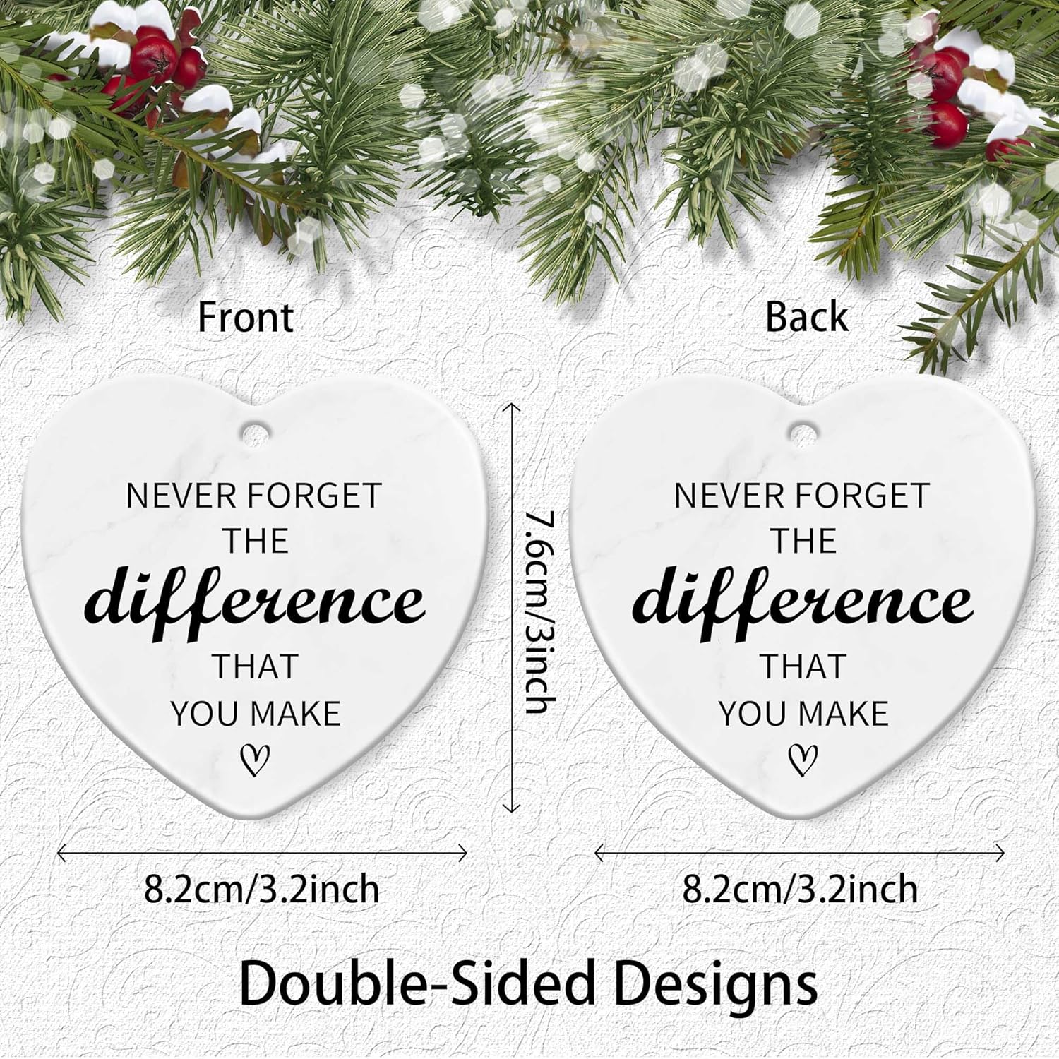 Never Forget The Difference That You Make,Thank You Gifts Ceramic Ornament 2025,Keepsake Sign Heart Farewell Going Away Goodbye Appreciation Retirement Gifts for Women Men Coworker Boss Friend - Image 3