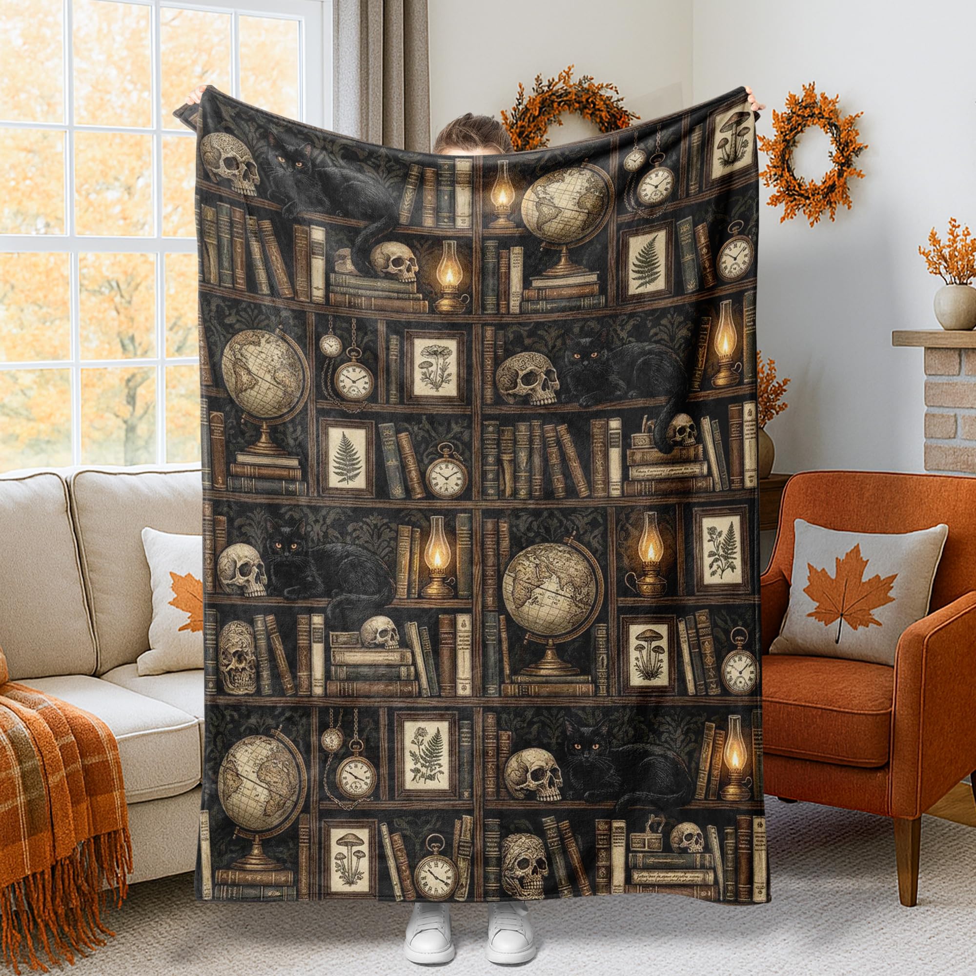 Couverture flanelle Halloween pour canapé et salon vintage