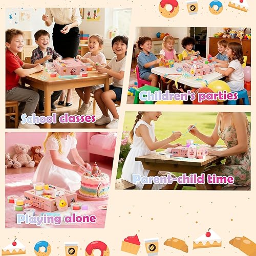 Miniatura 7 de Kit de arcilla seca al aire con temática de pastel para niños, 12 cajas de arcilla mágica, arcilla mágica de modelado suave para bricolaje con