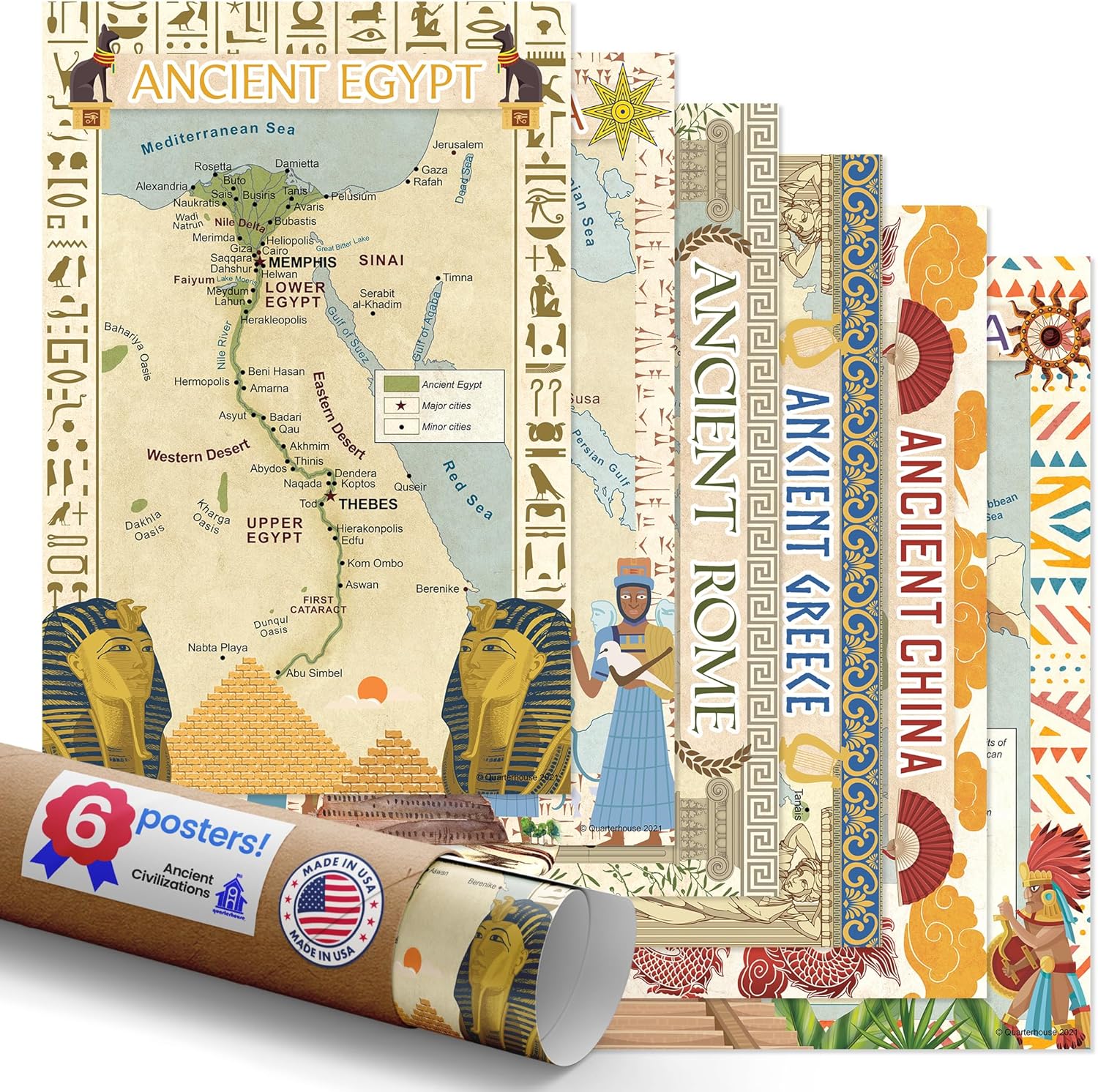 Amazon.com: Quarterhouse 6 Poster Ancient Civilizations Set, Social ...