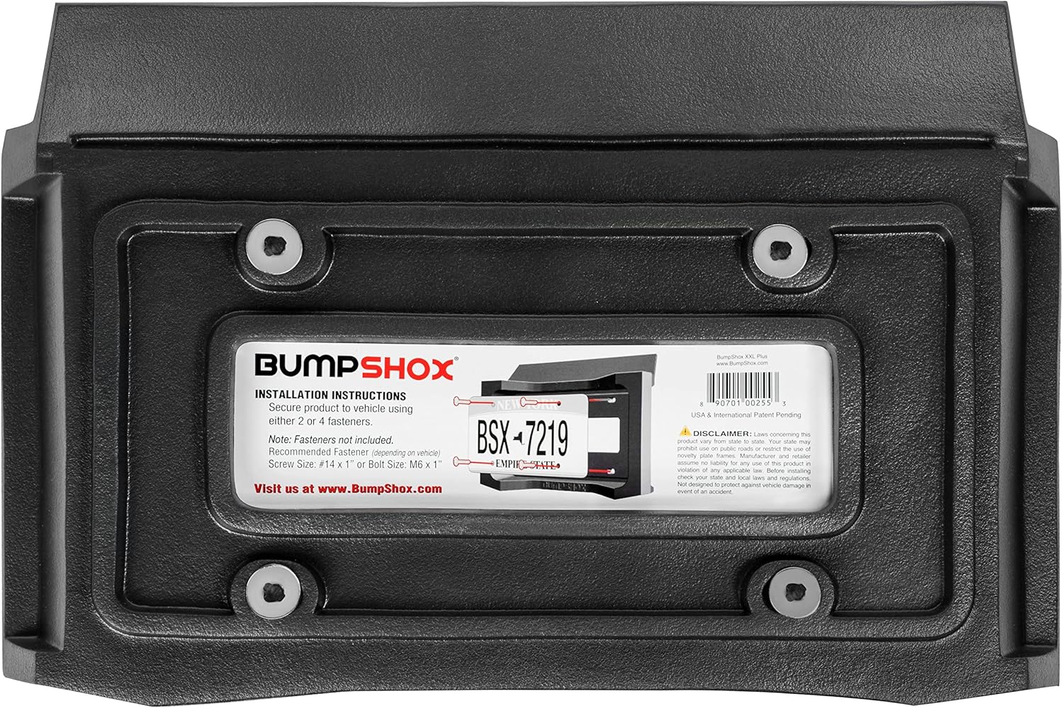 The Original Front Bumper Guard & Front Bumper Protection License Plate Frame. Tougher Than Steel! (BumpShox XXL Plus (2.5" Thick))