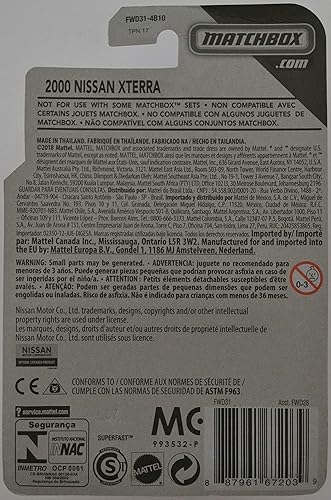 Miniatura 3 de Light Blue 2000 Nissan Xterra 2018 Matchbox Moving Parts Off-Road Series 164 Escala coleccionable Modelo de coche de juguete de metal fundido a