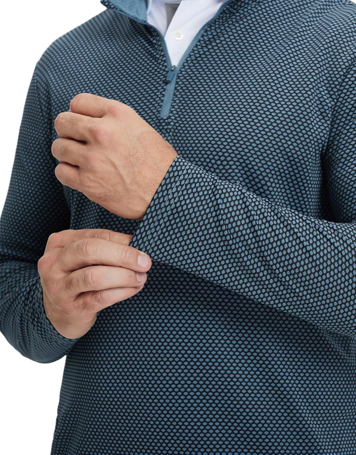 M MAELREG Quarter Zip Pullover Men Jacquard Dry Fit Moisture Wicking Long Sleeve Golf Casual Stretch Sweatshirts For Men - Image 3