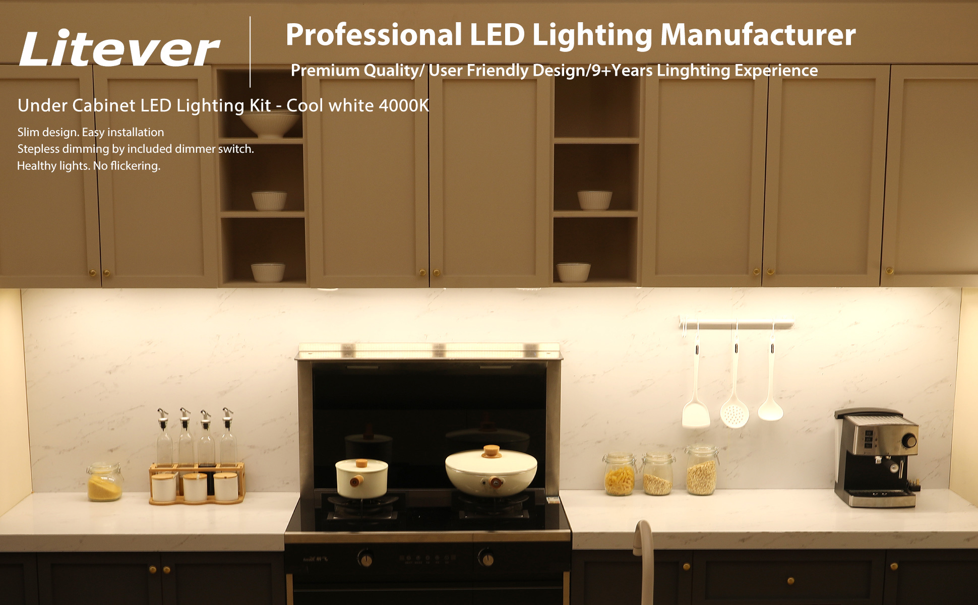 EverSale 12V Dimmable LED Cabinet Light Bars - Pack Of 2 Under Cabinet Lighting