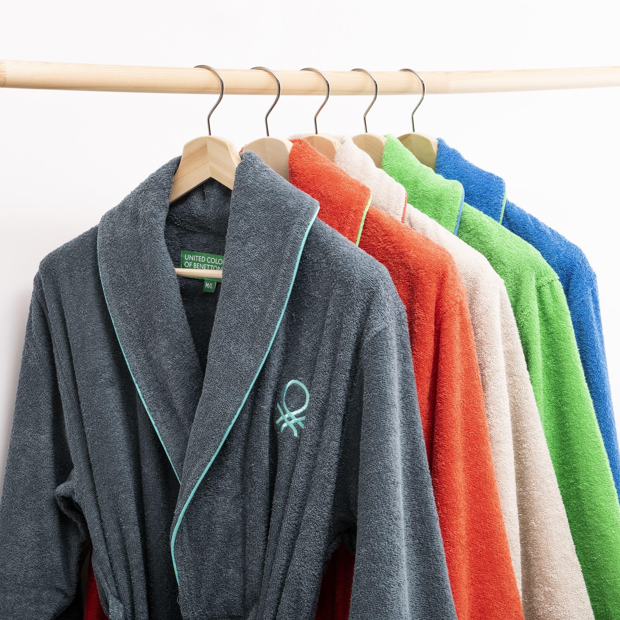 Albornoz M/L 360GSM 100% Algodón color Azul Rainbow Benetton