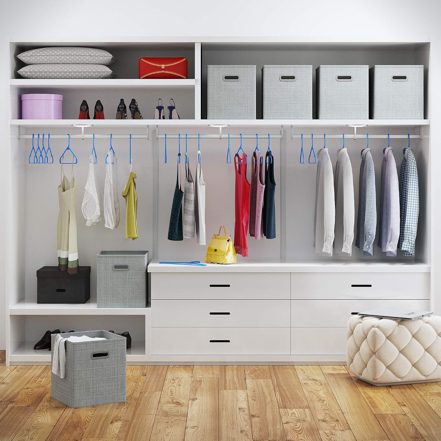 NEATERIZE Storage Cubes - Set of 6 Storage Bins |Features Dual Plastic Handles | Cube Storage Bins | Foldable Closet Organizers and Storage | Fabric Storage Box for Home, Office (Grey)