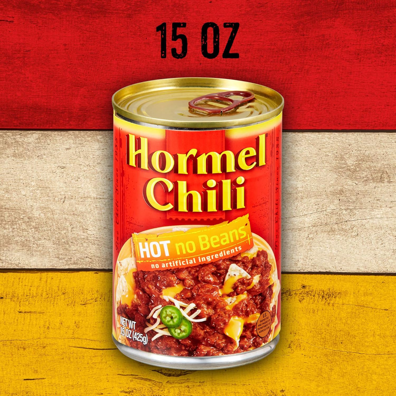 Hormel Chili Hot No Beans, 15 Ounce (Pack of 6)