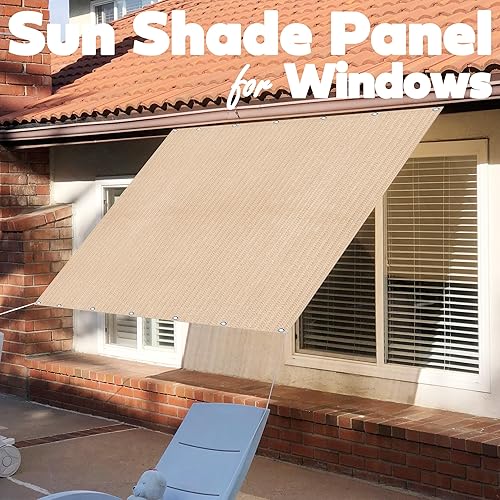 Miniatura 3 de Alion Home Panel de privacidad para sombra solar con ojales en 2 lados para patio, toldo, ventana, pérgola, porche o cenador (6 x 8 pies, beige