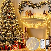 Vista 8 de JMEXSUSS 400 luces LED multicolor en racimo enchufables, luces de cadena navideñas de 20 pies para exteriores impermeables con control remoto, 8