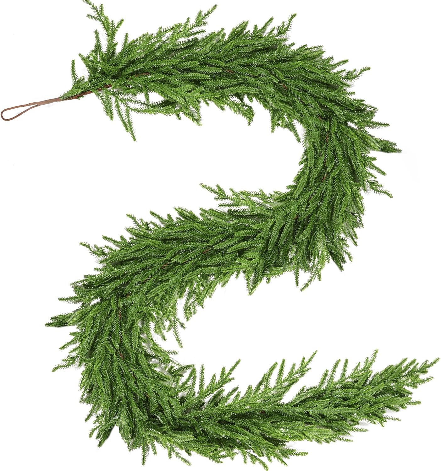 6 Ft Christmas Norfolk Pine Garland Real Touch Artificial Faux Greenery Christmas Garland Decorations for Home Mantle Table Fireplace Stairs Door Indoor Outdoor Holiday Decor