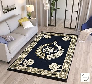 Chenille Carpet/Velvet Touch Runner/Carpet for Living Room, Bedroom,Yoga Hall, 5 ft x 7 ft, Navy Blue Color