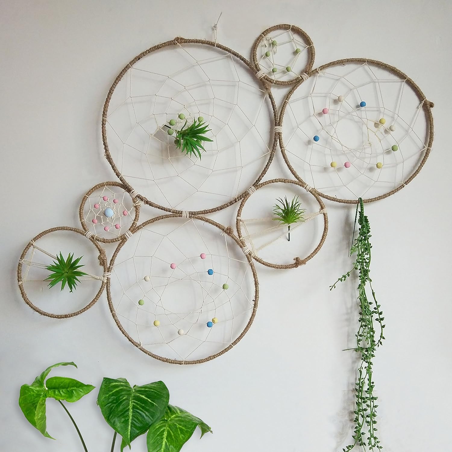 RISEON DIY Large Boho Tillandsia Dream Catcher Natural Air