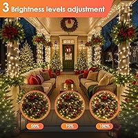 Vista 4 de LumiGlow - Luces de Navidad de 1200 LED, 394 pies, luces de árbol de Navidad impermeables IP67 con 8 modos, luces de cadena para exteriores
