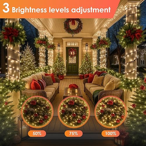 Miniatura 4 de LumiGlow - Luces de Navidad de 1200 LED, 394 pies, luces de árbol de Navidad impermeables IP67 con 8 modos, luces de cadena para exteriores con