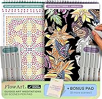 Lifelines FlowArt Activity Pads 2-Pack: Stamp-by-Shape & Hidden Patterns Coloring Books with 8 Double-Sided Markers, Bonus Pad - Guided Art for Stress Relief, Tweens to Seniors