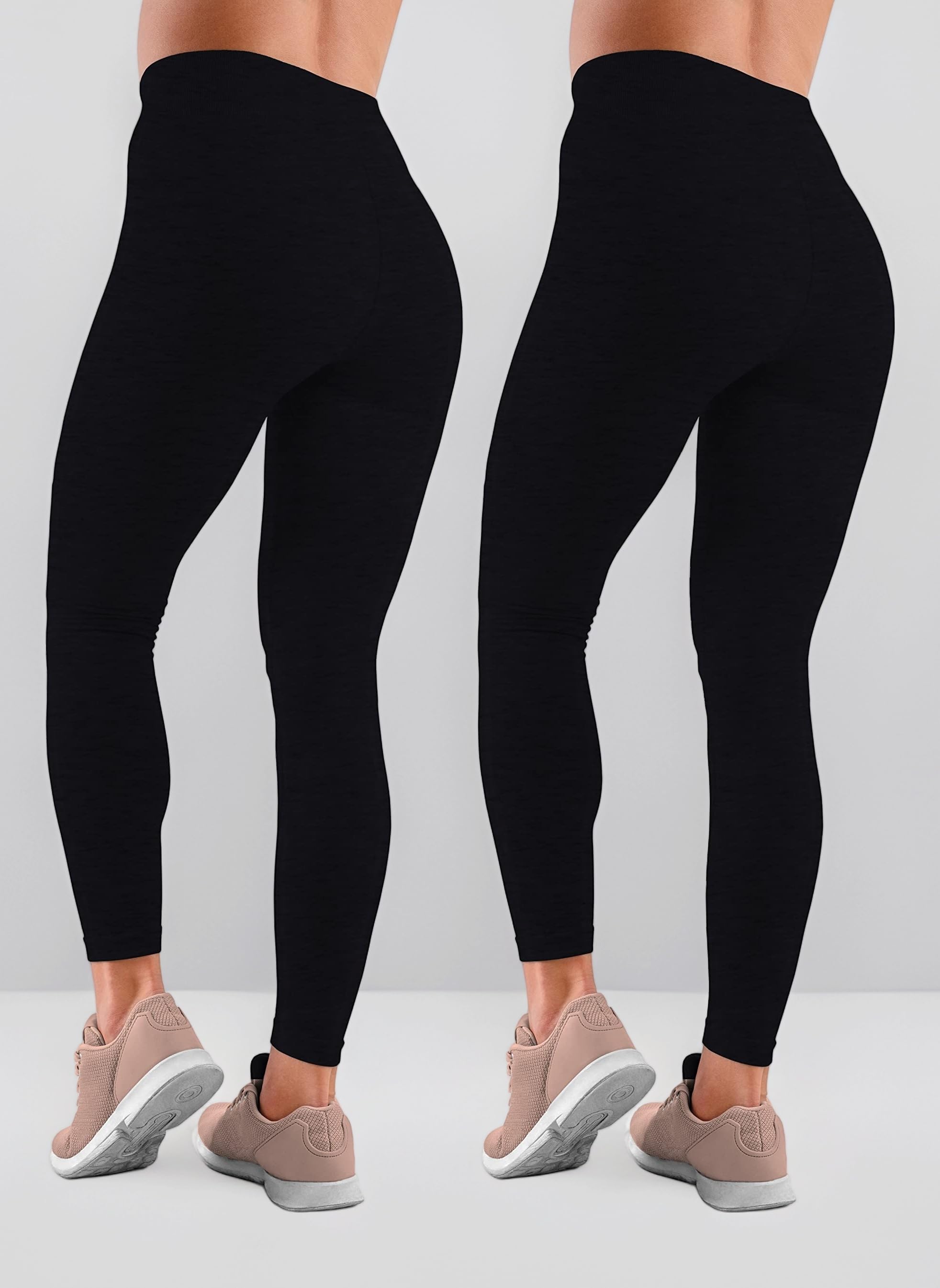 Womens Thermal Lined High Waisted Leggings for Women UK Pack of 2 Tummy Control Seamless Soft Warm Casual Winter Pants