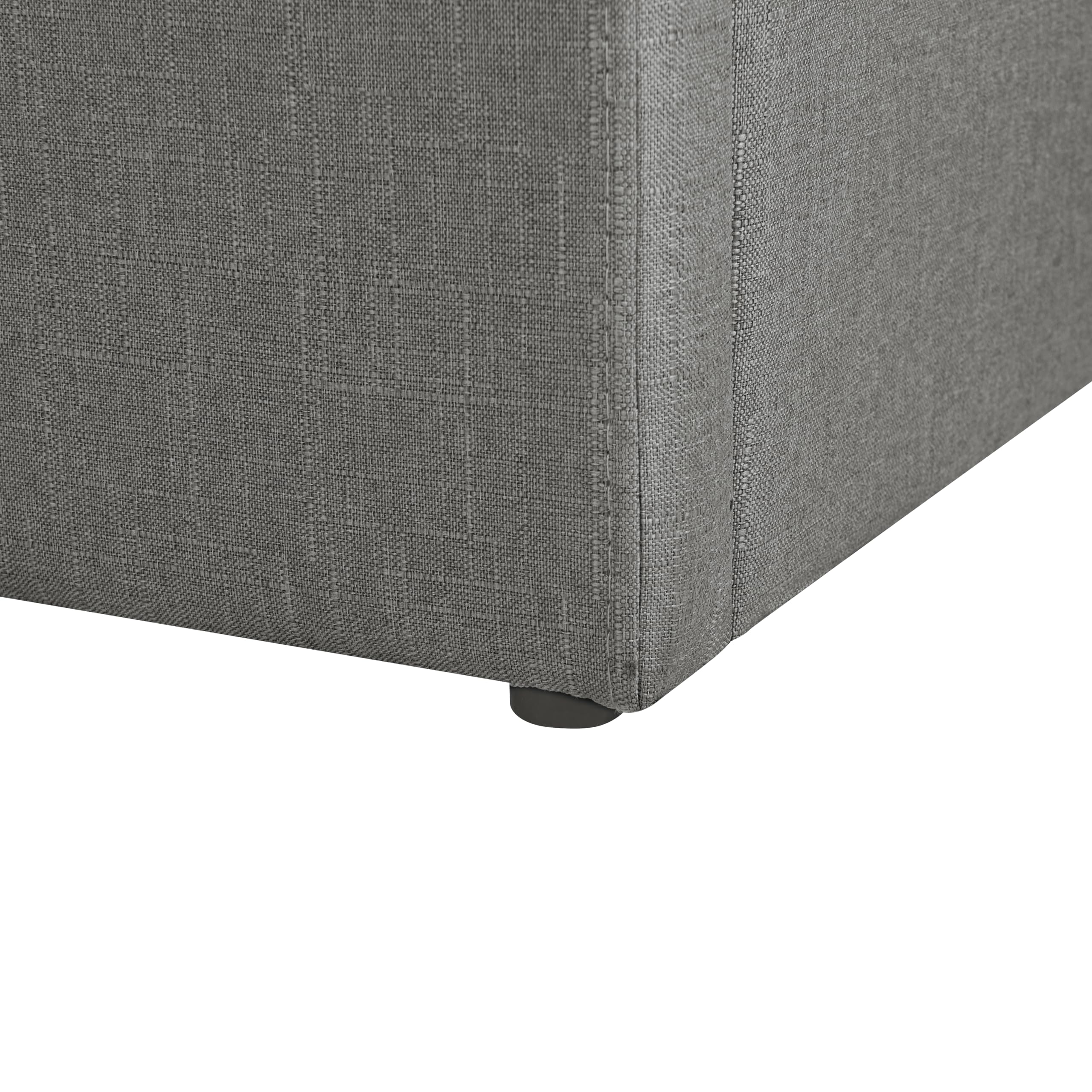 Beliani Letto Imbottito Grigio Effetto Lino con Box Portaoggetti 160 x 200 cm