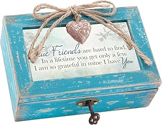 Cottage Garden True Friends Grateful Petite Locket Distressed Music Box, Blue