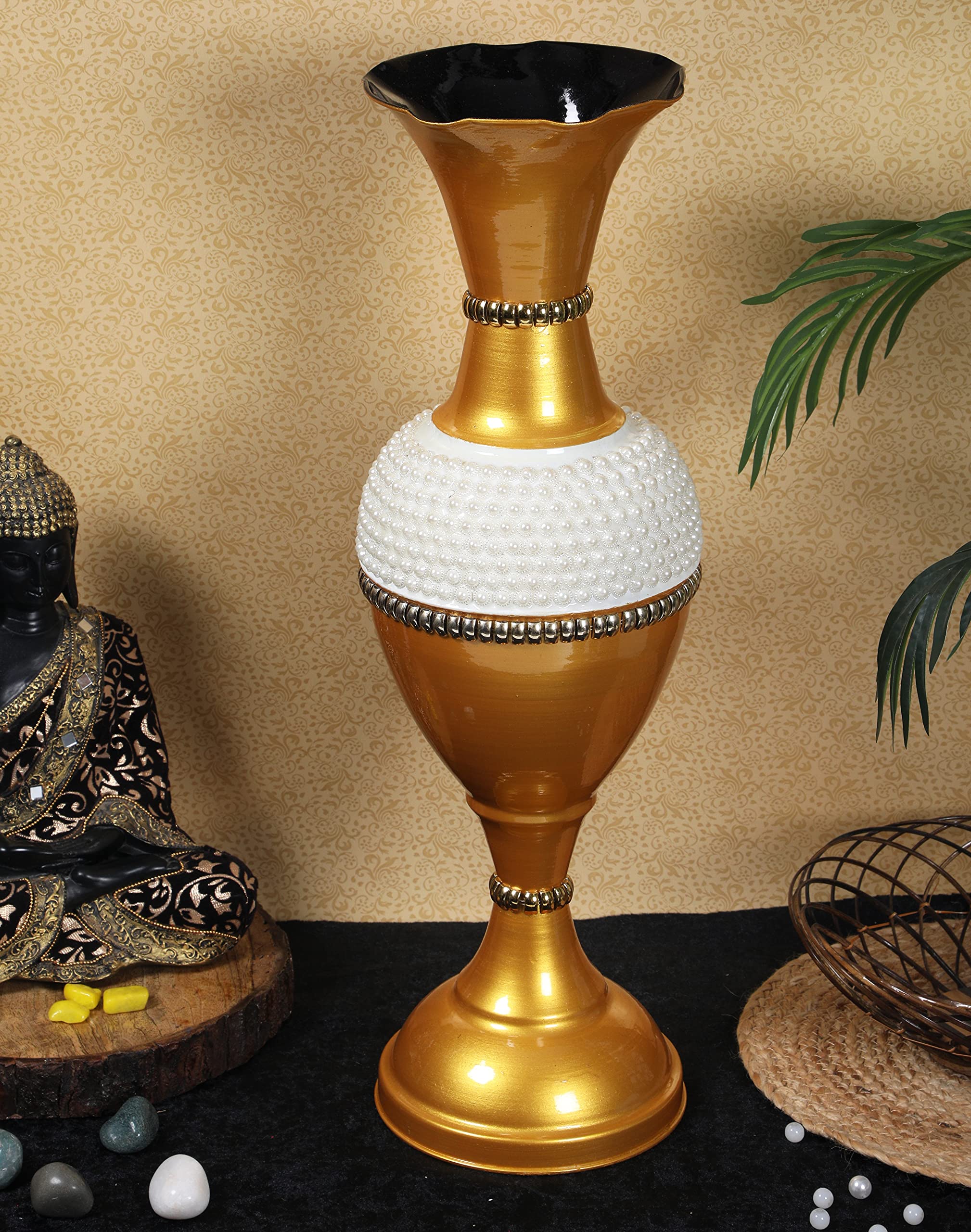 INDOHOMES Big Size Flower Vase for Living Room Corner Tall Metal Home Decor Item- Large and Long Golden Vase/Pot- 24 Inches- Pack of 1-image-26