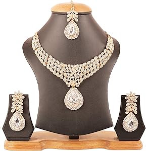 Set di collane in oro antico Bollywood Bride: gioielli indiani con set shallu di perle - Italia