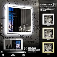 Vista 64 de 88x38 Large Light Bathroom Mirror - Backlit and Front Lighted LED Wall-Mounted Vanity Mirror Modern Rectangle Black Mirror, Dimmable, Anti-Fog