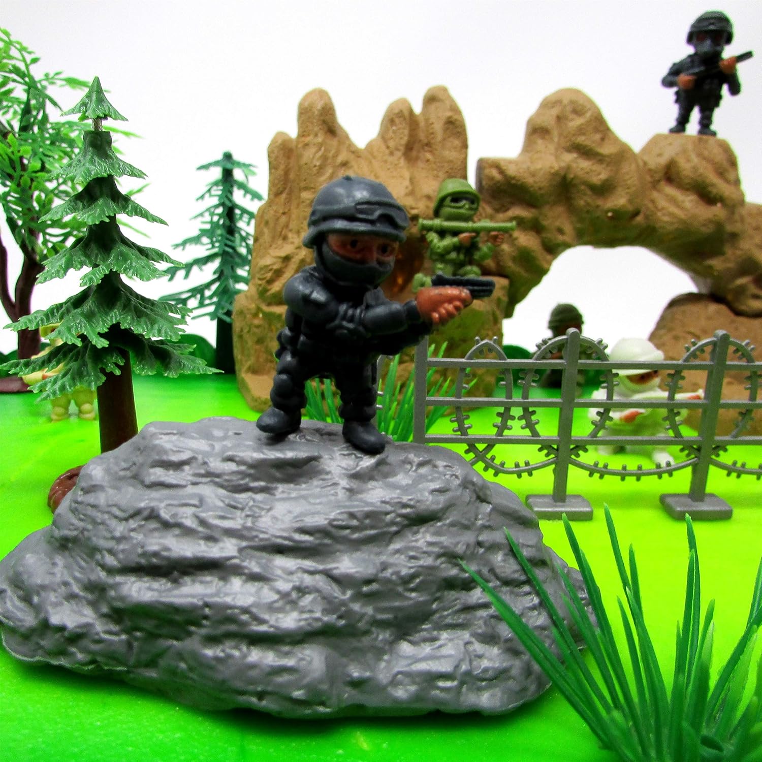 Military Themed Army navy Special Forces Birthday Cake Topper Set Featuring Themed Figures and Accessories