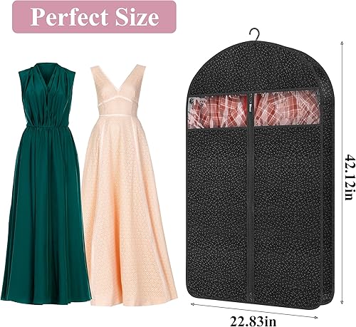 Miniatura 3 de 1 paquete de bolsas de ropa de 42 pulgadas para colgar ropa, viajes, bolsas de vestir transparentes para vestidos largos, bolsas de traje para