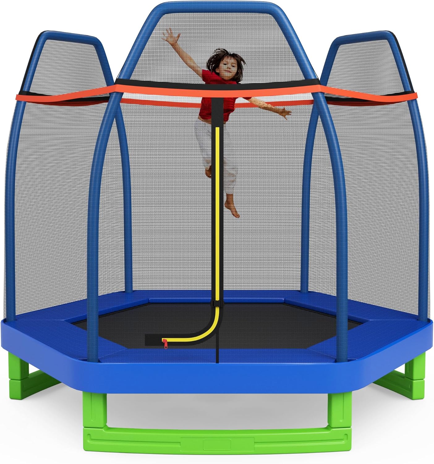 Fireflowery 7 FT Round Trampoline for Kids, Indoor & Outdoor With Enclosure and Seamless Spring Pad, Net for Boys & Girls Age 3+, 220 LBS Weight Capacity