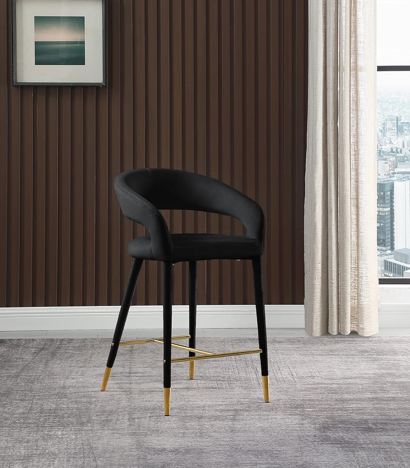 Meridian Furniture Destiny Black Velvet Stool
