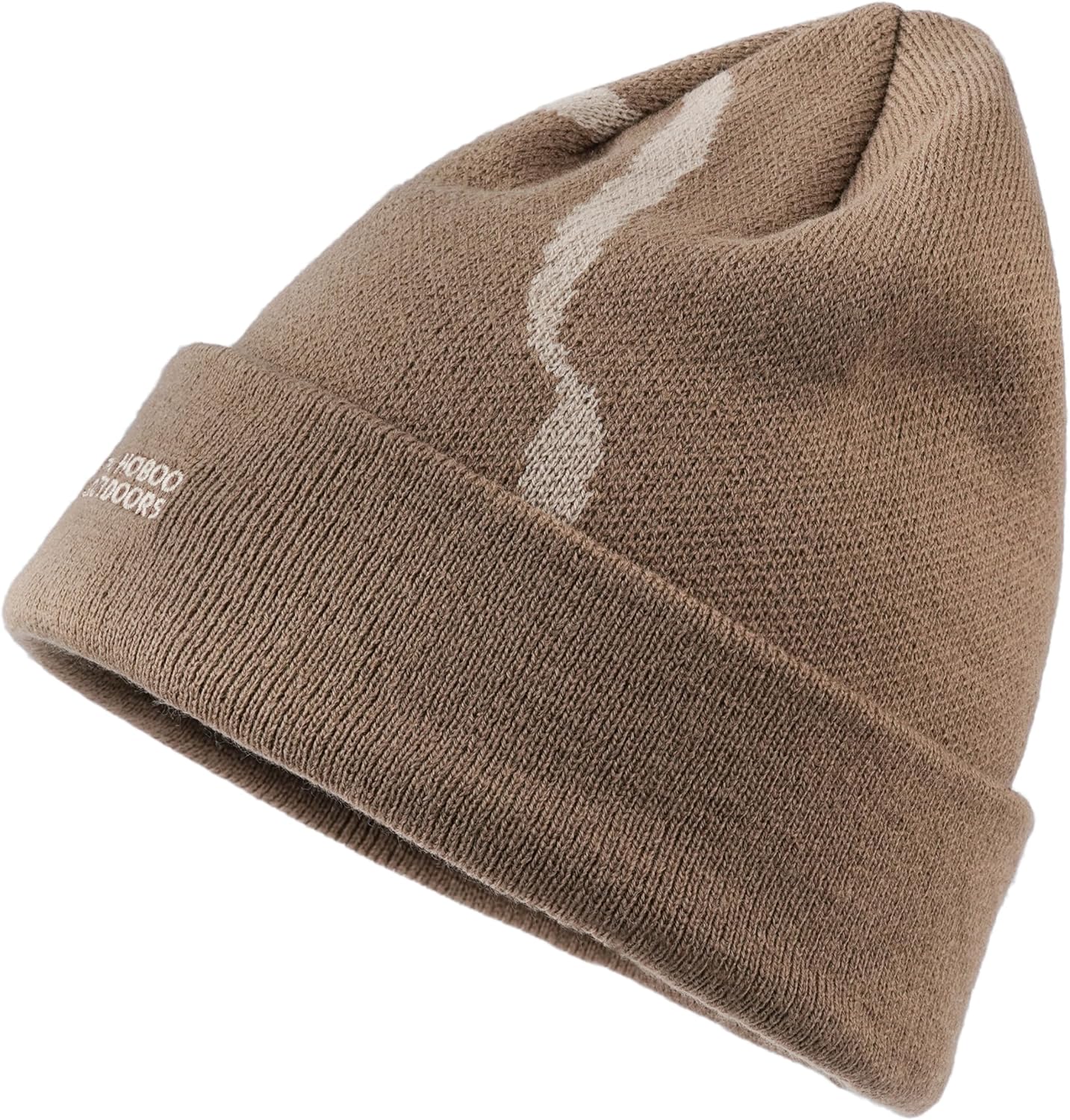 CLAPE Winter Outdoor Beanie, Mountain Jacquard Pattern Double Layer Warm Rolled Cuff Beanie Hat for Cold Weather - Image 8