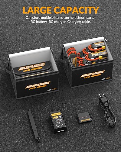 Miniatura 5 de SUPULSE Lipo Bolsa de batería ignífuga a prueba de explosiones Bolsa de gran capacidad para cargar batería y bolsa de protección de almacenamiento