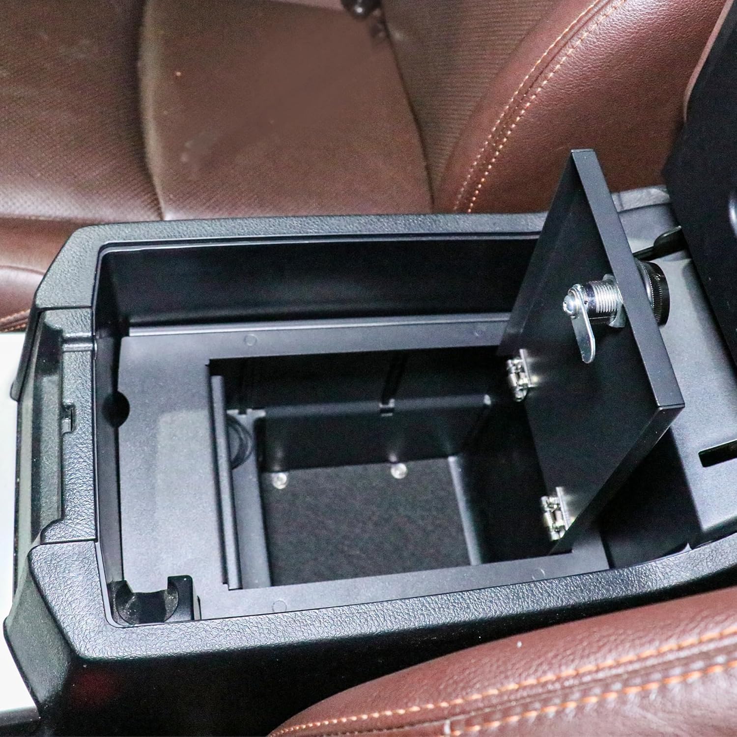 Center Console Organizer Gun Safe Storage Compatible with 2010-2020 TOYOTA 4RUNNER Interior Accessories Console Gun Vault Security Lock Box Armrest Tray, 3-Digit Combination Lock