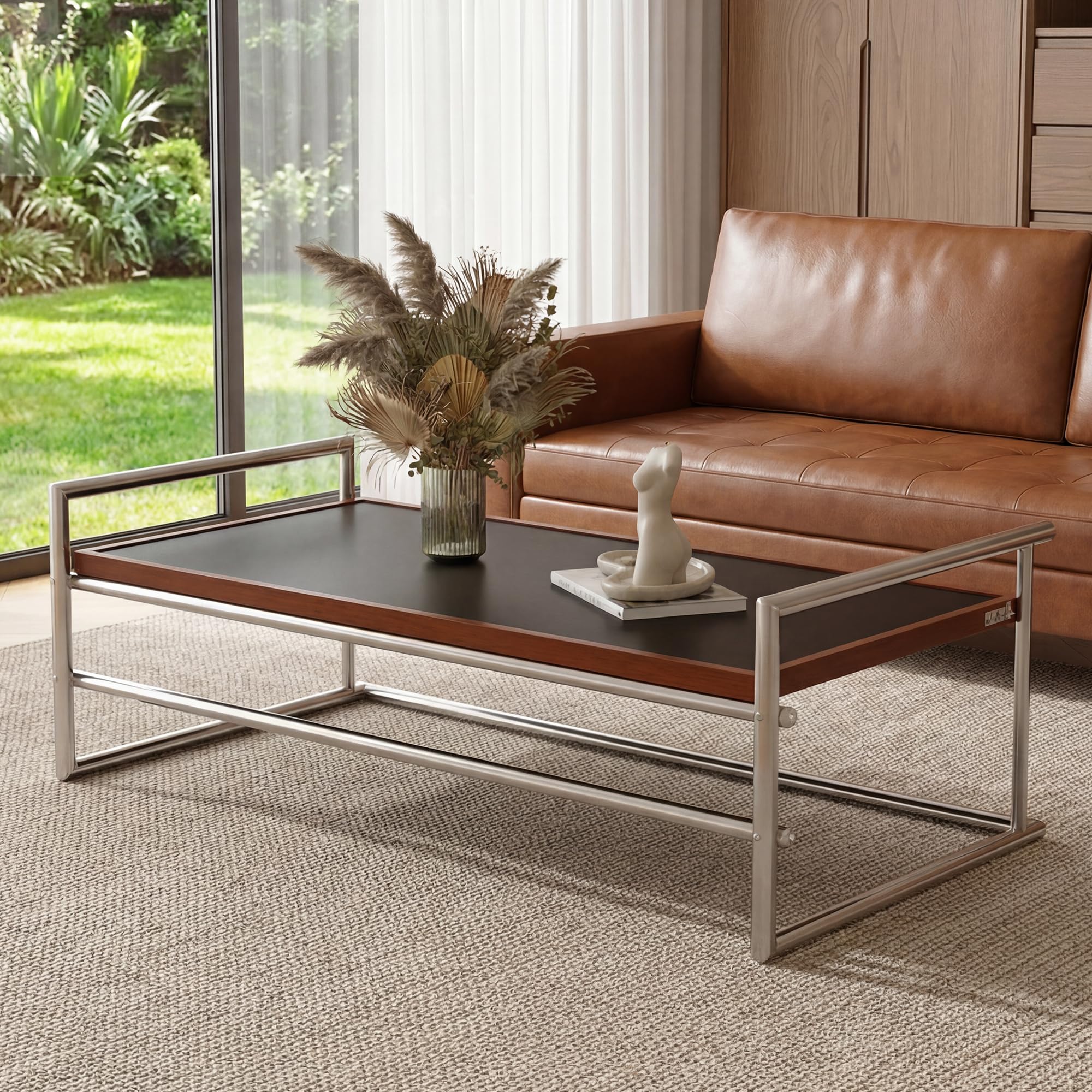 50 Flip Top Convertible Coffee Table Modern Reversible Lift-Top Center Table with MDF Tabletop Metal Frame Multi-Use Space-Saving