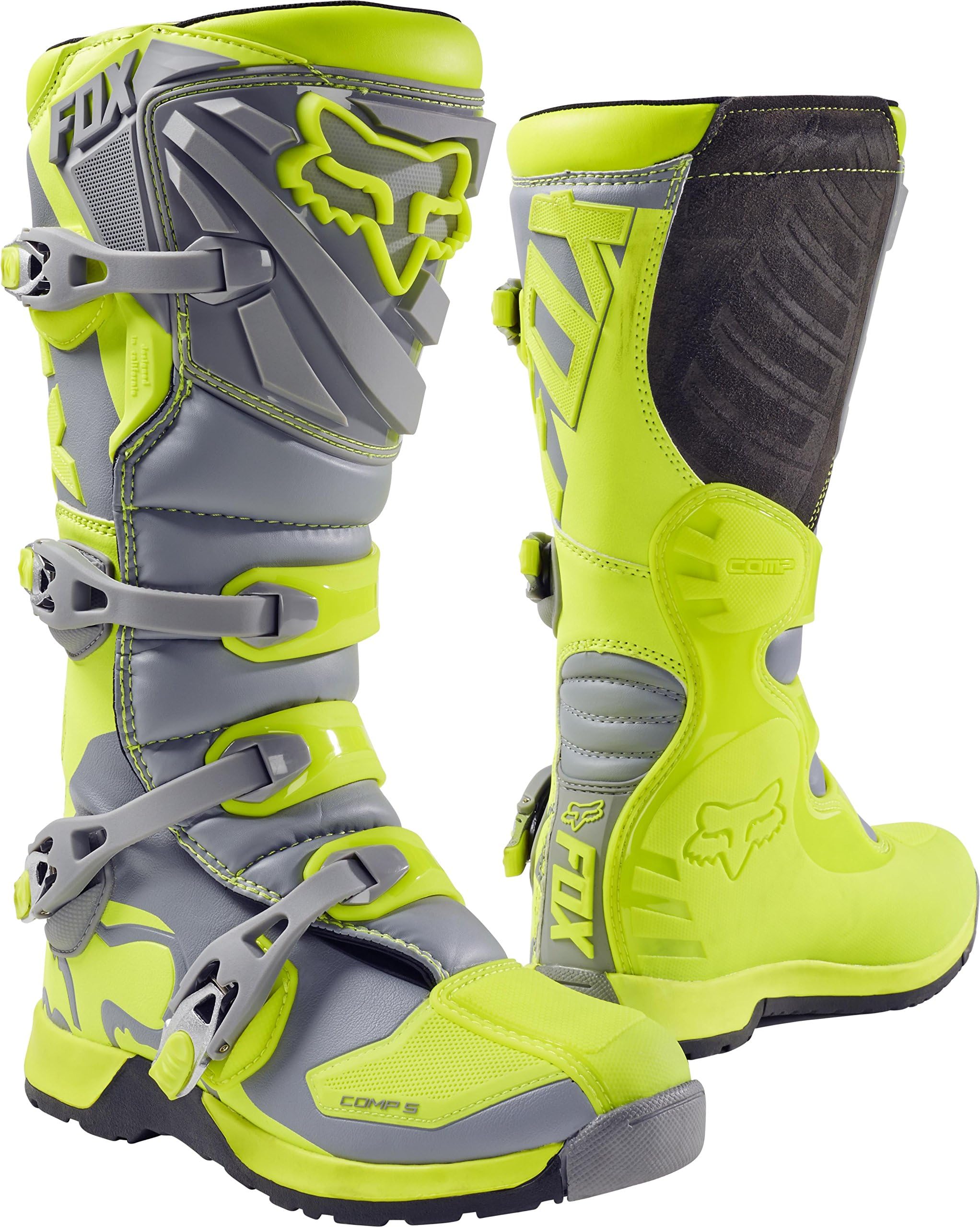 Fox Racing Comp 5 Men's Off-Road Motorcycle Boots - Yellow/Grey/Size 8