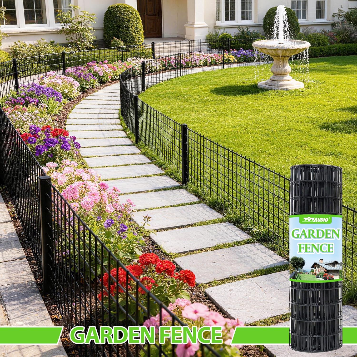 Black PVC Coated Welded Wire Fencing,2"x3" 16 Gauge,72inch H x 100ft L Garden Wire Fence Roll,2/3/4/5/6ft Tall x 50/100 ft Long Hardware Cloth Metal Mesh for Yard,Farm,Chicken,Dog,Vegetable Protection