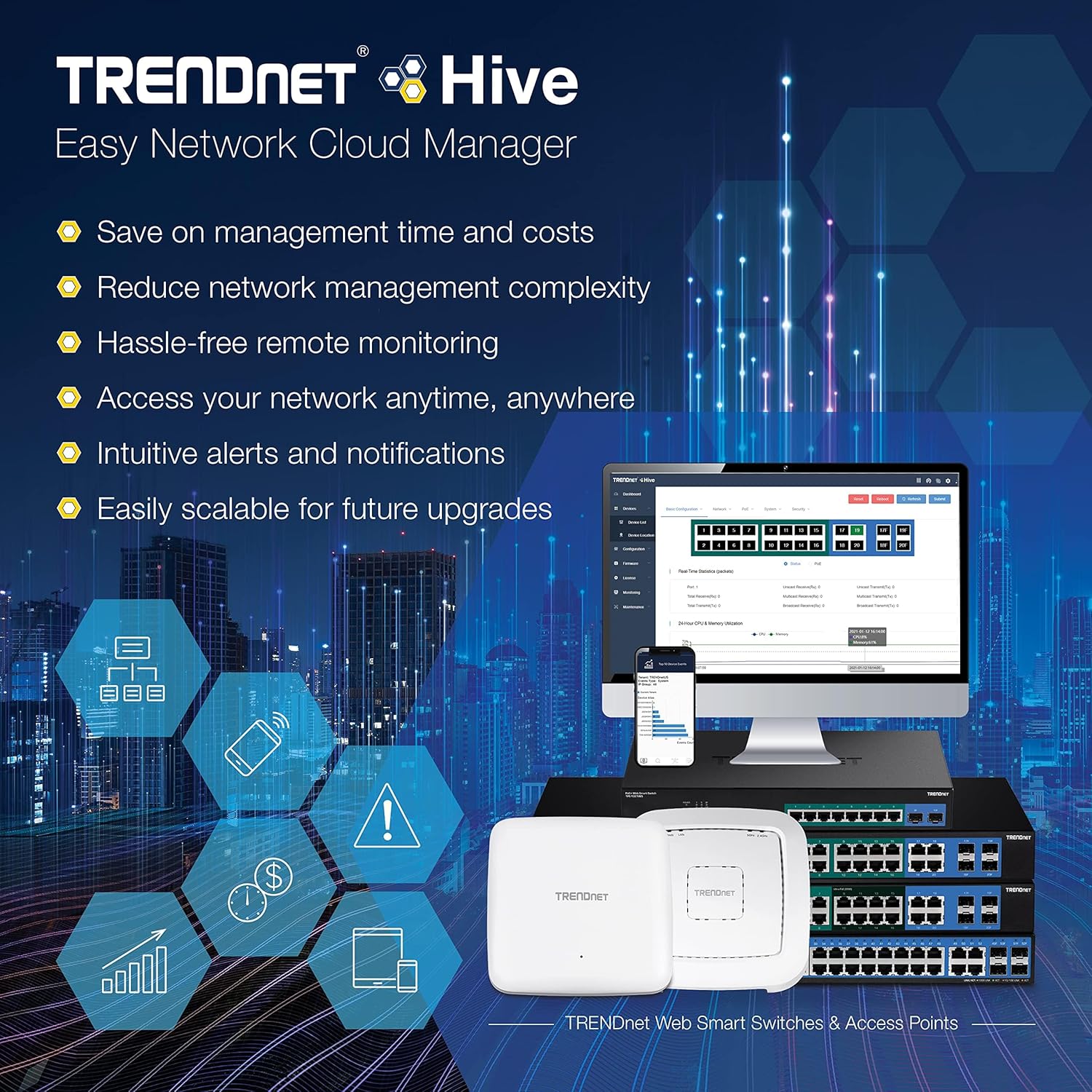TRENDnet 28-Port Gigabit Web Smart PoE+ Switch with 24 Gigabit PoE+ Ports, TPE-30284, 4 x 10G SFP+ Slots, 370W PoE Power,VLAN, QoS, LACP, IPv4/IPv6 Static Routing, Lifetime Protection