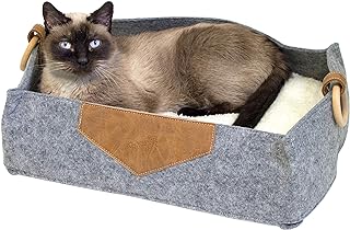 Kitty City Felt Lounge Sleeper Bed, Warm and Cozy cat Bed, Gray (CM-10068-CS01)