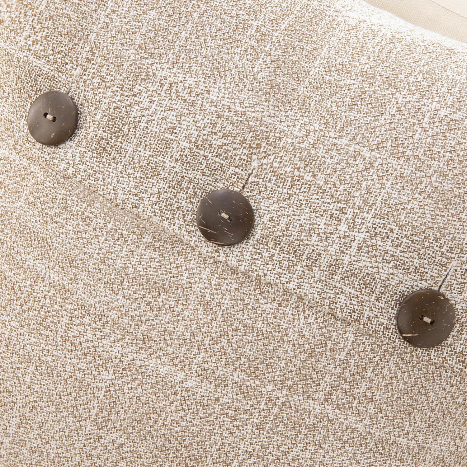Phantoscope Farmhouse Throw Pillow Covers Triple Button Vintage Linen Decorative Pillow Cases for Couch Bed and Chair Beige, 20 x 20 inches 50 x 50 cm, Pack of 2