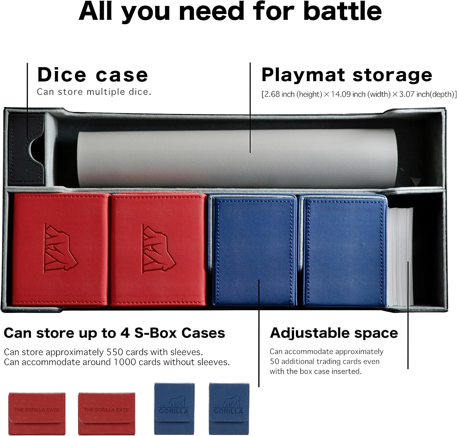 Card Deck Box, Card Deck Case, Deck Card Box, Leather Large Size Fit 550 Plus Sleeved Cards Compatible with single/double sleeved toploader MTG TCG CCG (Navy Blue)