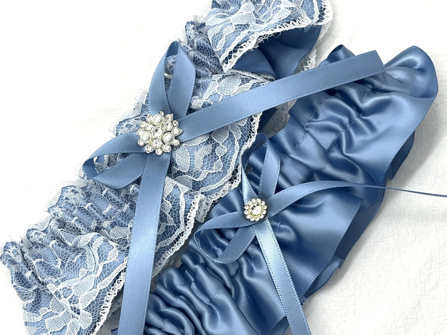 Ting&Cecilly Lace Wedding Garters for Bride Pearl Stretch Prom Garter, Women Wedding Bridal Legs Garter Set