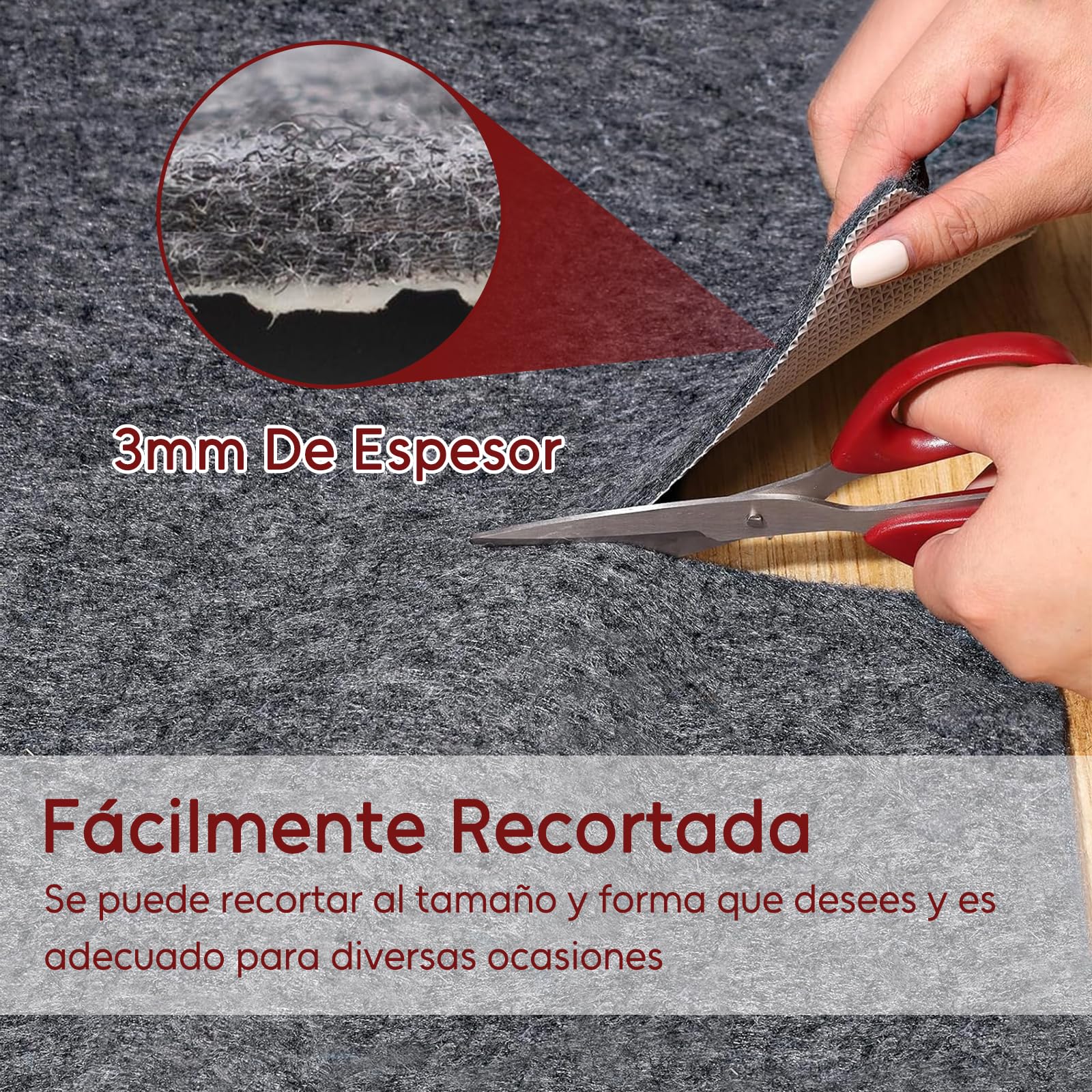 Almohadilla de Fieltro Antideslizante con Respaldo de Goma de 100 x 150 cm, Almohadillas Acolchadas Protectoras para alfombras, Agarre de Alfombra a Alfombra para Suelos de Madera Dura, Mantiene Las