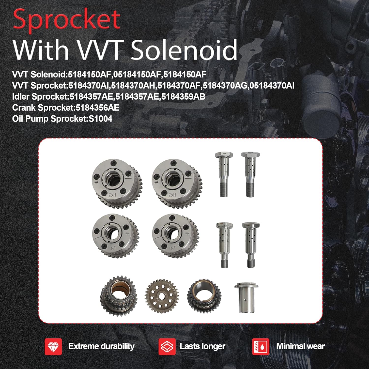 3.6 Pentastar Timing Chain Kit With VVT & Solenoid Fit For Ram 1500 C/V Dodge Avenger Challenger Charger Durango Jeep Cherokee Grand Wrangler Chrysler 200/300 Town & Country 3.6L 2011-2015