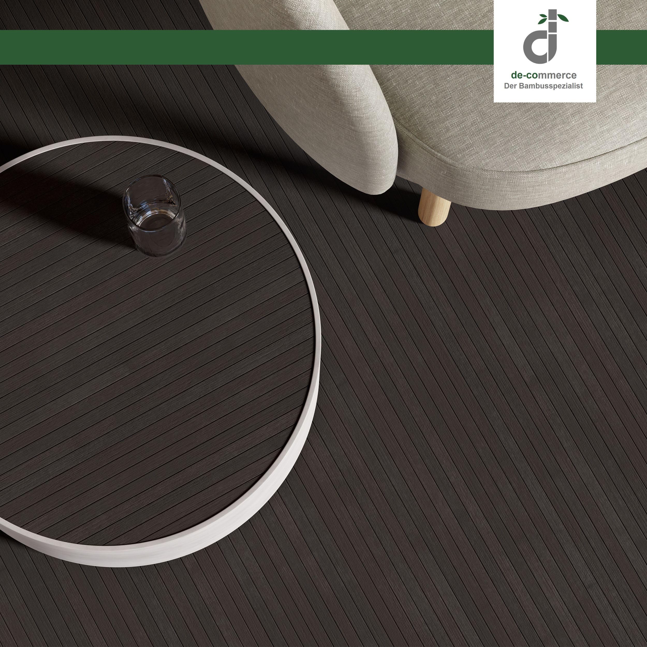 DE-COmmerce parquet de bambú FLEXBAMBOO 400x200 cm Revestimiento de Suelo con Parte Trasera Antideslizante 200 cm de Ancho | Color: Ebony