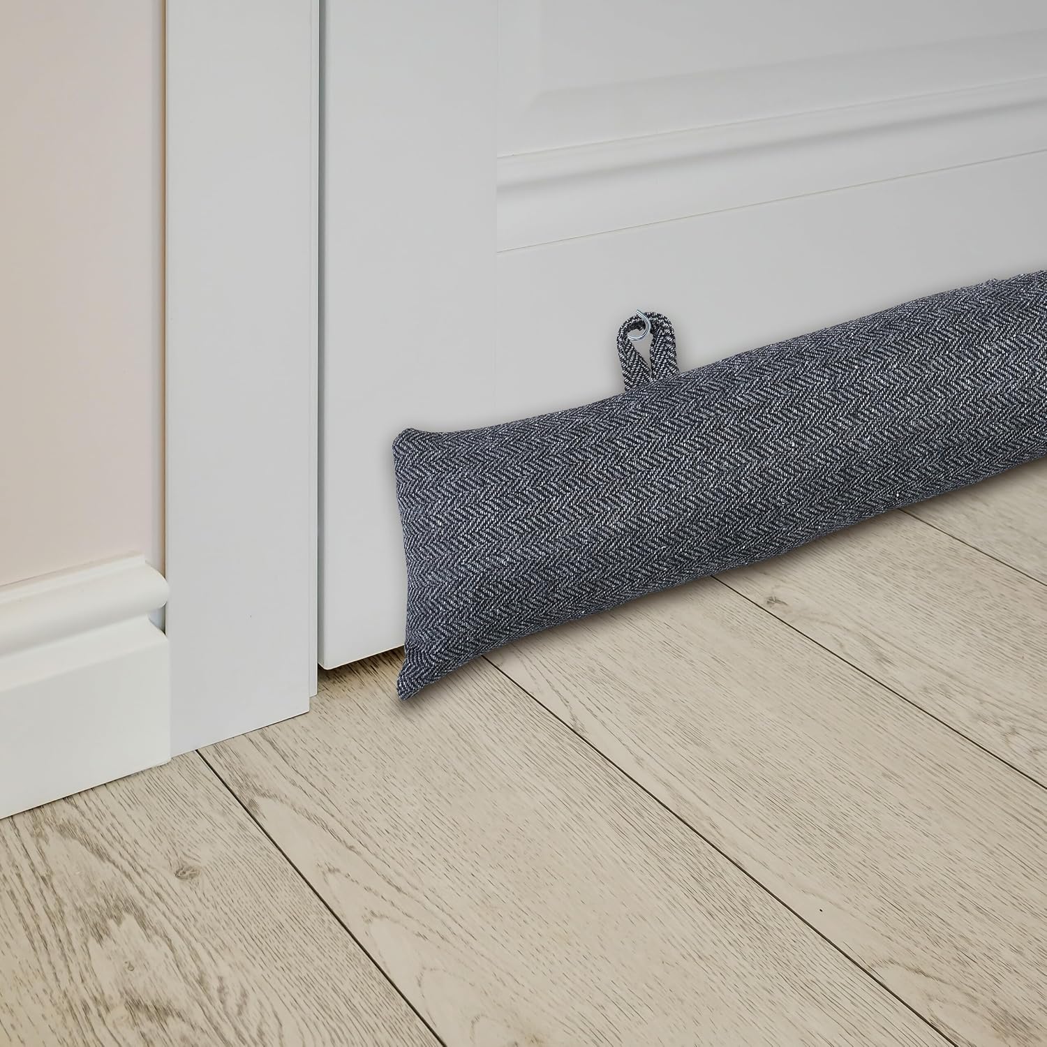 2 x Draught Excluder Wind Stopper for Doors and Windows, Soft Door Roll, Sand Filling, Kälteschutz, 76 cm, Star, Grey