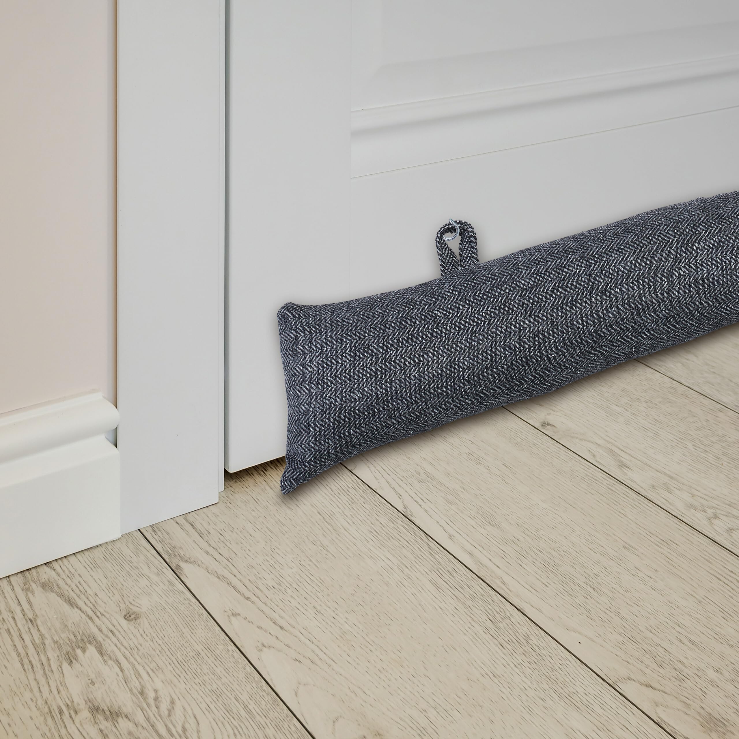 Relaxdays Paraspifferi, Parafreddo per Finestra e Porta, Salsicciotto Riempito di Sabbia, 76 cm, Design Stelle, Grigio