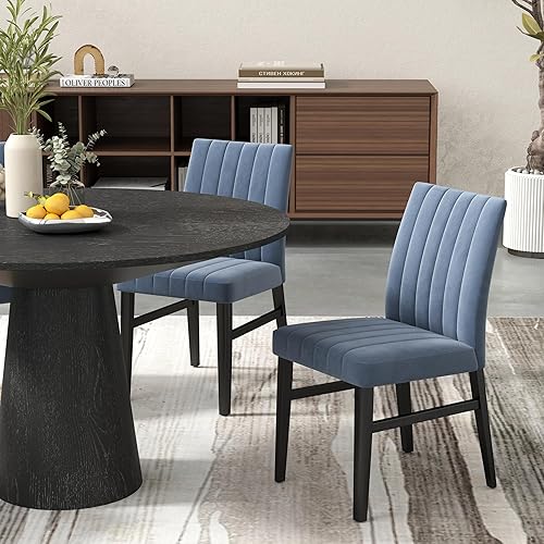 Miniatura 8 de Roundhill Furniture Wendell - Juego de 2 sillas de comedor tapizadas contemporáneas, color azul